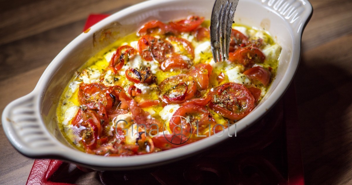 Bouyourdi – oven baked feta with tomatoes, chillies, oregano & olive oil