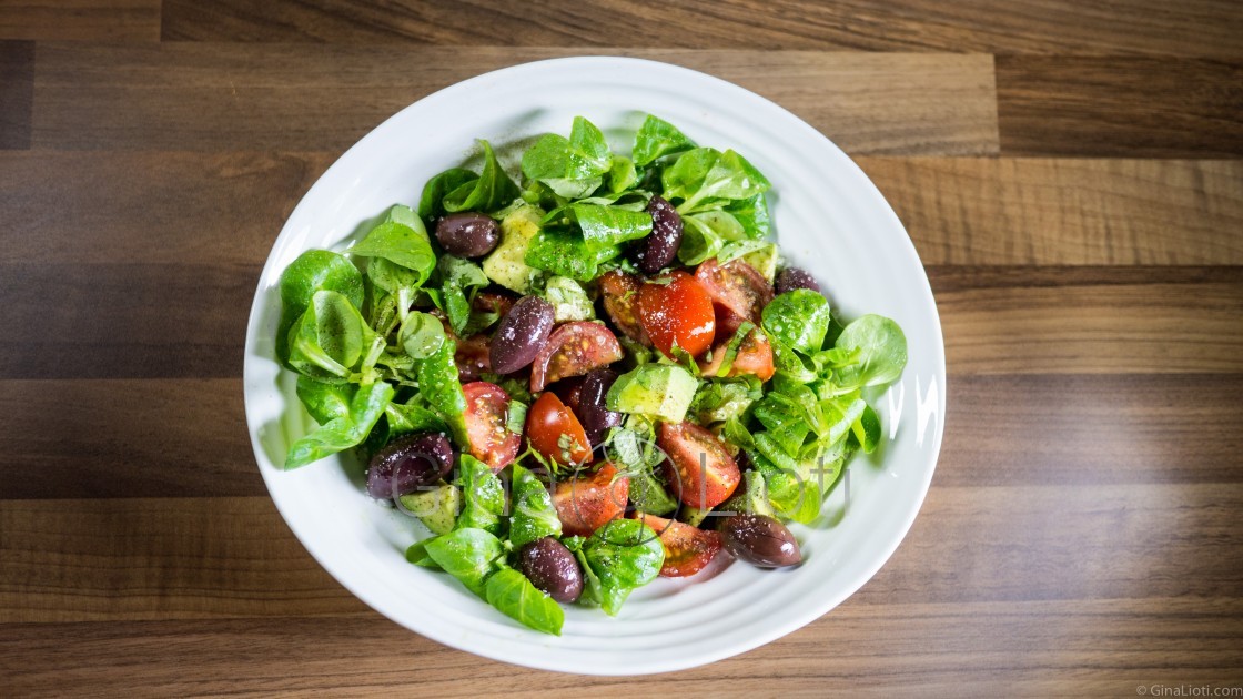 Lamb's lettuce, tomato, avocado & olive salad recipe — Gina Lioti Cooking